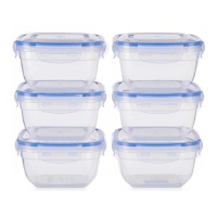 Tupperware carré en plastique de 900 ml - 6 unités