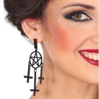 Boucles d'oreilles Croix Satanique 8cm