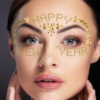 Bijoux de visage en or avec autocollant Happy New Year