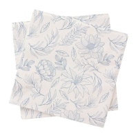 Serviettes de table à fleurs bleues 16,5 cm - 20 unités