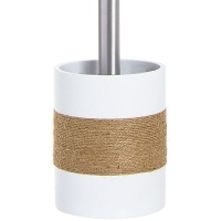 Porte-balai de toilette blanc avec décoration en jute