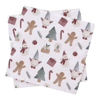 Serviettes de table de Noël blanches 16,5 x 16,5 cm - 20 pcs.