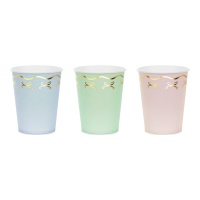 Verres de couleur pastel avec rubans 220 ml - 6 unités