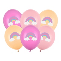 Ballons en latex arc-en-ciel 30 cm - 6 pcs.