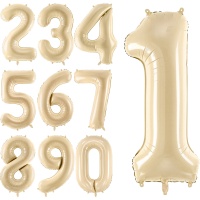 Ballon numéroté beige 72 cm - Partydeco