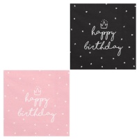 Serviettes de table unies Happy Birthday 16,5 x 16,5 cm - 20 pièces