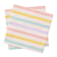 Serviettes de table rayées colorées 16,5 cm - 20 pcs.