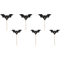 Pics à cupcake Halloween Bats - 6 unités