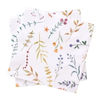 Serviettes de table en feuilles colorées 16,5 cm - 20 pièces