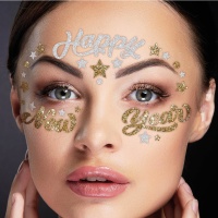 Bijoux en autocollant pour le visage Happy New Year