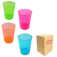 Gobelets en plastique assortis néon 370ml - 192 pcs.