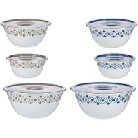 Set de 3 bols avec couvercle bleu ou beige - 3 pcs.