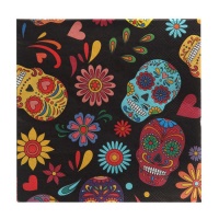 Serviettes de table tête de mort mexicaine 16,5 x 16,5 cm - 20 pcs.