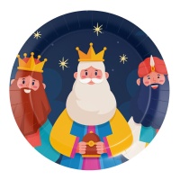 Assiettes des Rois Mages avec étoiles 18 cm - 8 unités