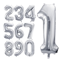 Ballon chiffre argenté 72 cm - PartyDeco