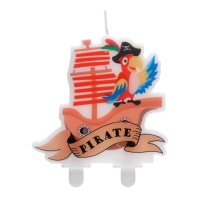 Bougie bateau pirate avec perroquet 7,5 cm