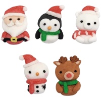 Figurines en sucre Père Noël et ses amis 3,5 cm - 30 unités