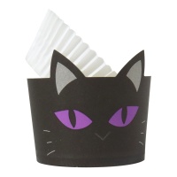 Capsules pour petits gâteaux avec emballage en forme de chat noir - 12 pcs.