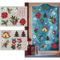 Décoration adhésive de fenêtre d'accessoires de Noël - 2 feuilles