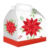 Boîte de poinsettia de Noël pour bonbons 20 x 16 x 11 cm - 12 pcs.