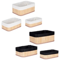 Paniers carrés en bambou et tissu - 3 pcs.