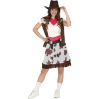 Costume de cow-girl de l'ouest avec jupe pour jeunes