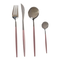 Set de couverts vintage en argent et rose - 8 unités