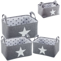 Paniers rectangulaires en tissu étoilé - 3 pièces