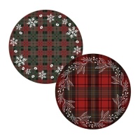 Set de table de Noël en tartan rond de 38 cm - 1 pc.