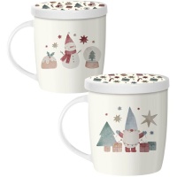 Mug vintage de Noël 350 ml avec passoire à thé - 1 pc.