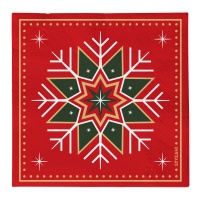 Serviettes de table d'hiver rouges et vertes 16,5 cm - 30 pcs.