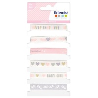 Ruban de coton imprimé de 1 cm Bébé fille - Artemio - 6 pcs.