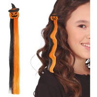 Mèche de cheveux citrouille de 40 cm