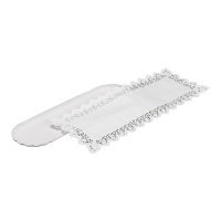 Plateau rectangulaire en carton 36 x 10 cm de long avec dentelle - 2 pièces