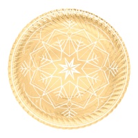 Plateau rond en carton Winter gold 30 cm - 2 pcs.