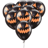 Citrouille noire Halloween ballons en latex 30 cm - 10 pièces