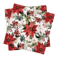 Serviettes de table de Noël Poinsettia 16,5 x 16,5 cm - 20 pcs.