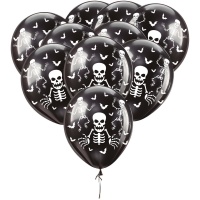 30cm squelette noir Halloween ballons en latex - 10 pcs.